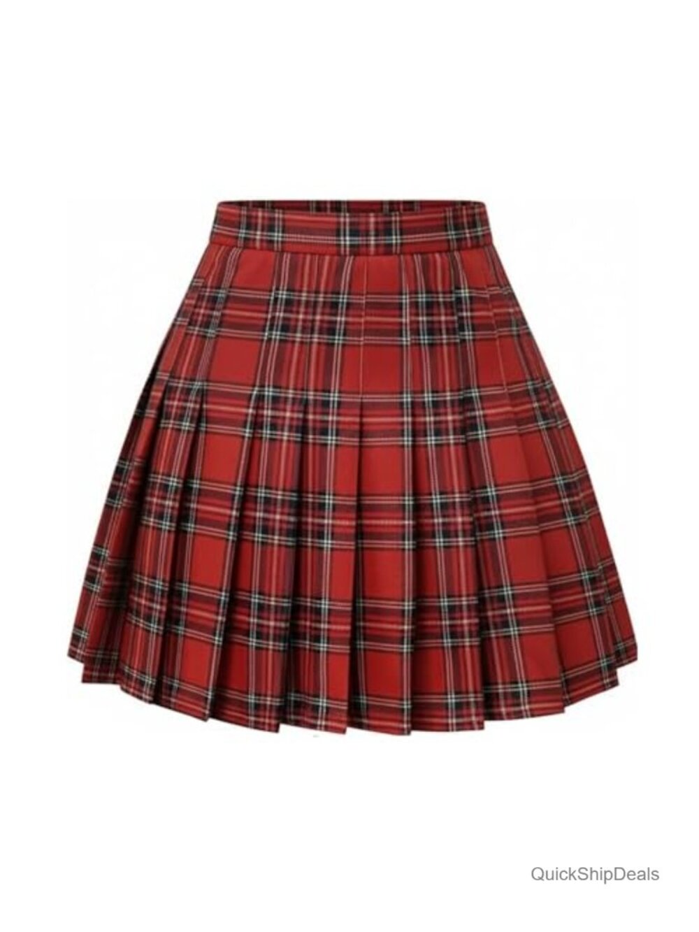 Pleated Mini A-Line Skater Skirt Stretchy Elastic Waist School Uniform
